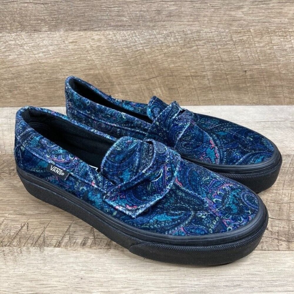 VANS Style 53 Velvet Paisley Dark Blue Slip On Shoes Women's Size 6 NEW